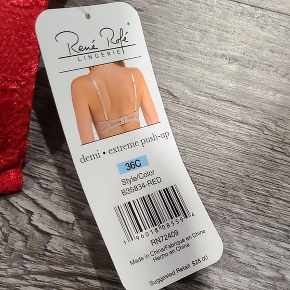 Set of 2 Red Gorgeous Lace Push-Up Bras - Picture 2 of 9